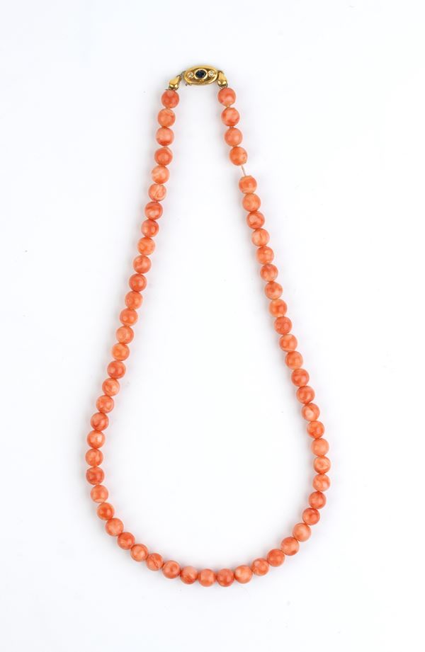 Pink coral gold necklace