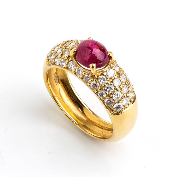 Diamond ruby gold ring 