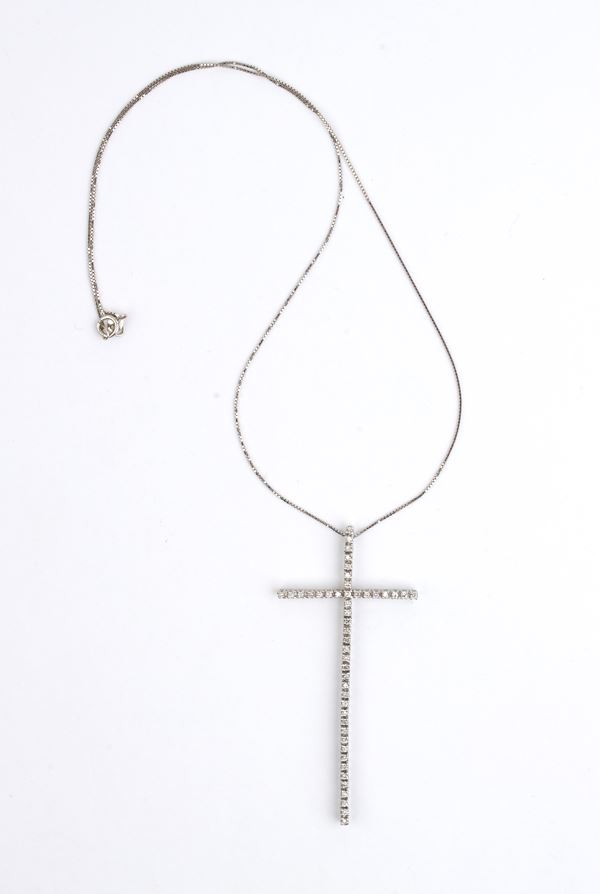 Diamond cross pendant necklace  
