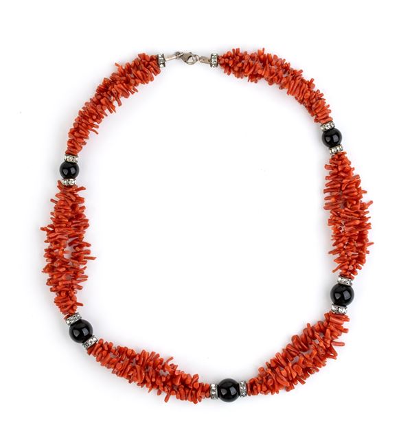 Mediterranean coral silver necklace