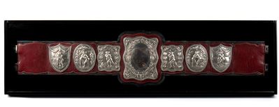 Rara Cintura da Campione di Lotta Libera, Vittoriana Inglese con Applicazioni in Argento e Oro