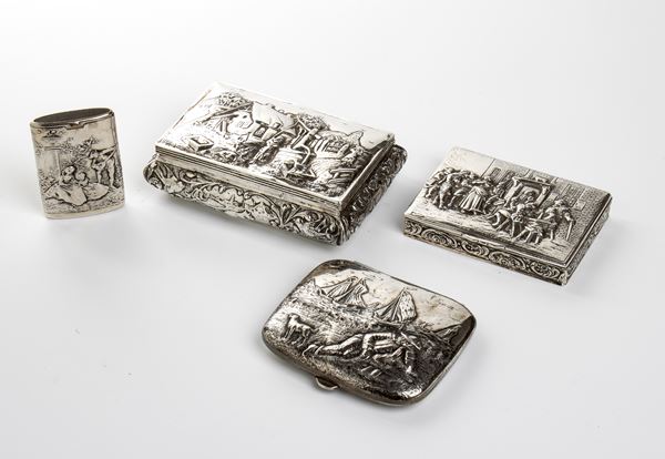 L. Neresheimer &amp; Co. - Two snuff boxes, a cigarette case and a silver match box