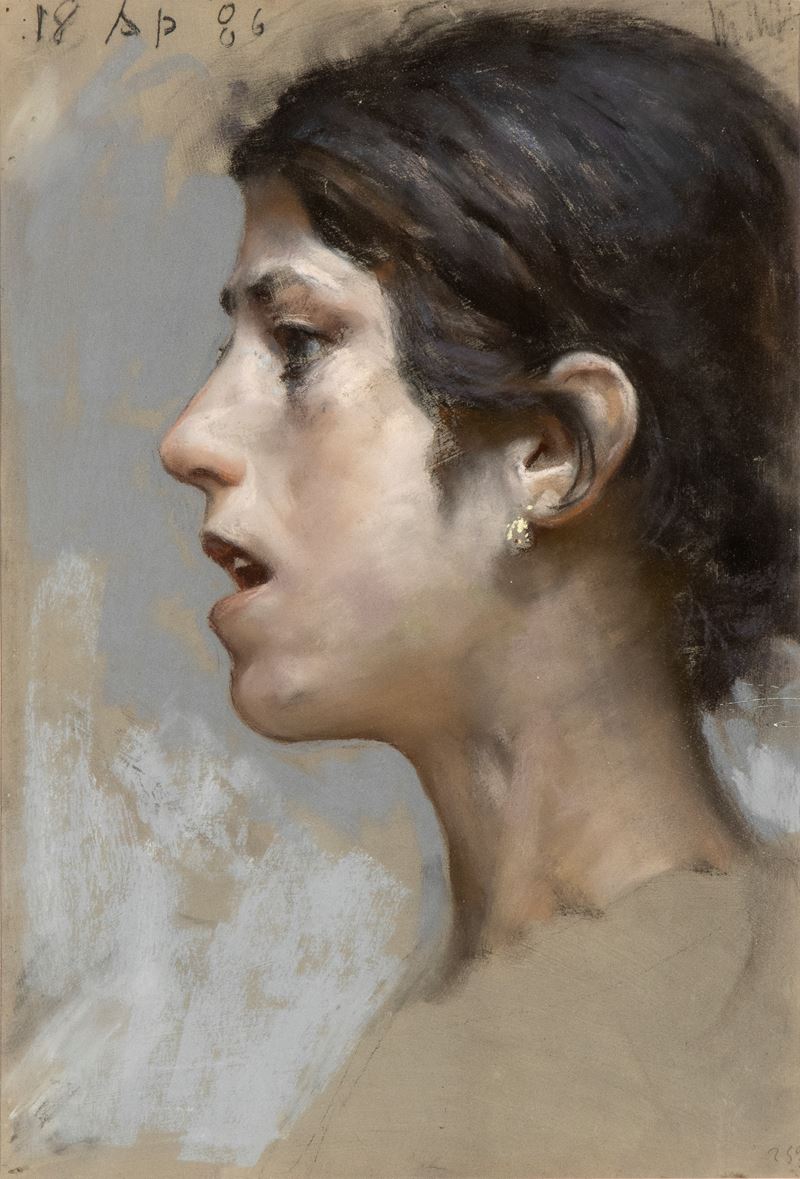 Francesco Paolo Michetti - Ragazza di Profilo con L'orecchino