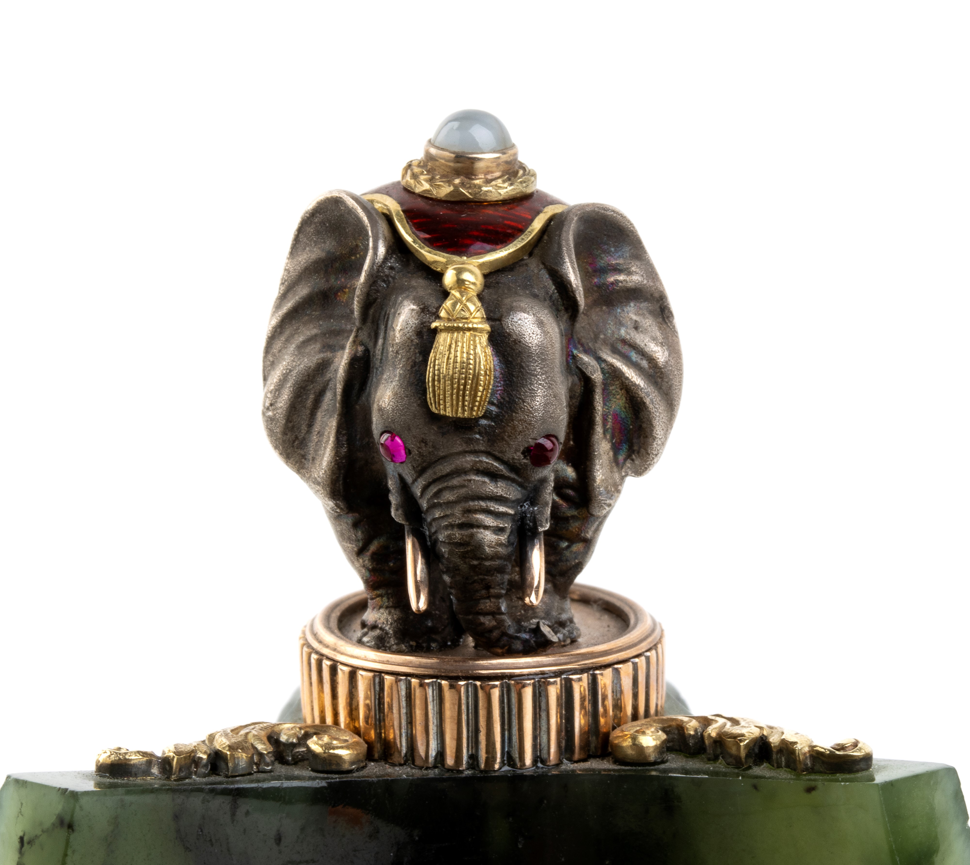 Fabergé Carl - Importante Kovsh in Nefrite e Smalto Guilloché, Firmata Fabergé