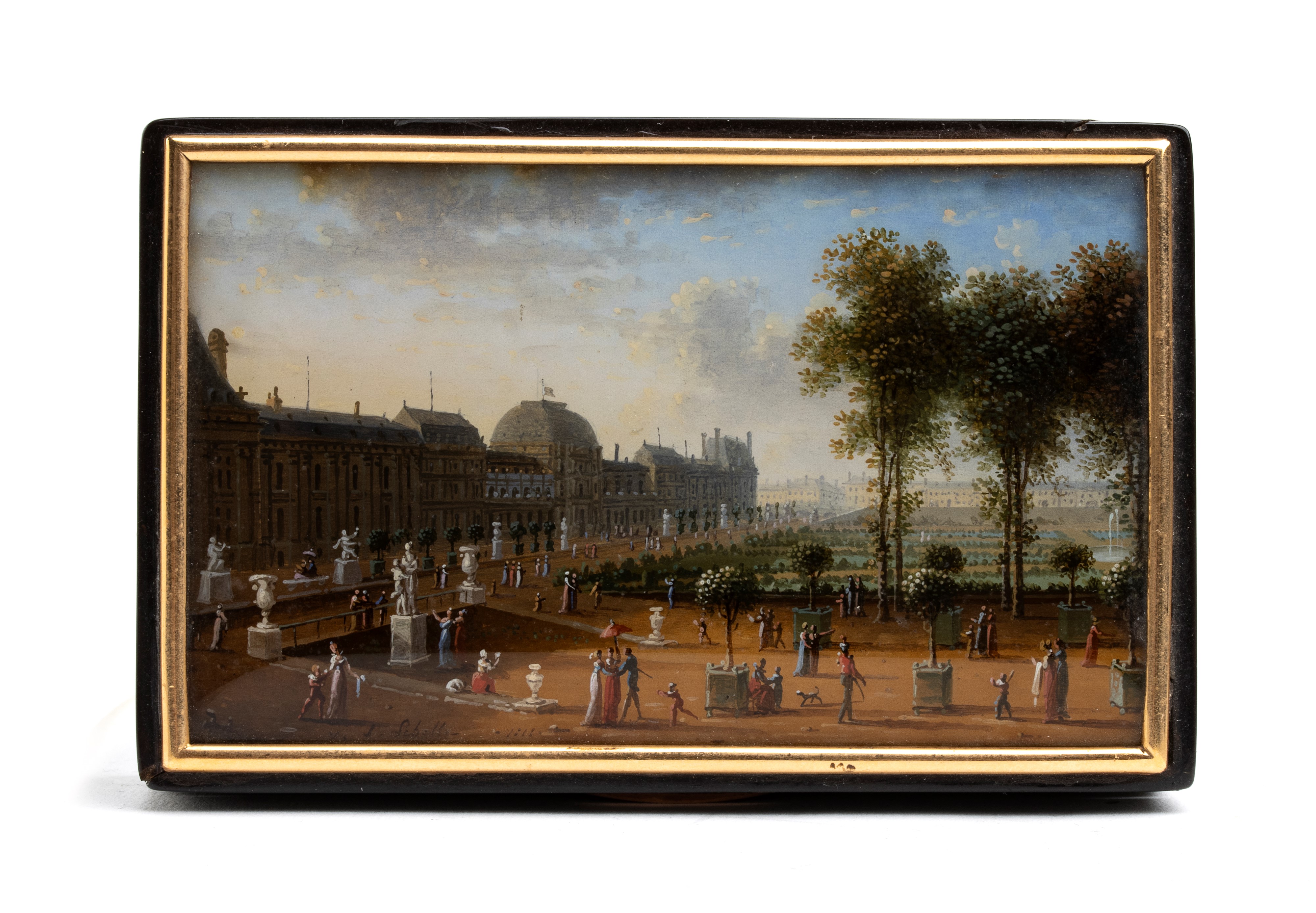 Jean-françois Lebelle (attivo in Francia, 1806 - 1836) - Tabacchiera Francese in Tartaruga con Mi...
