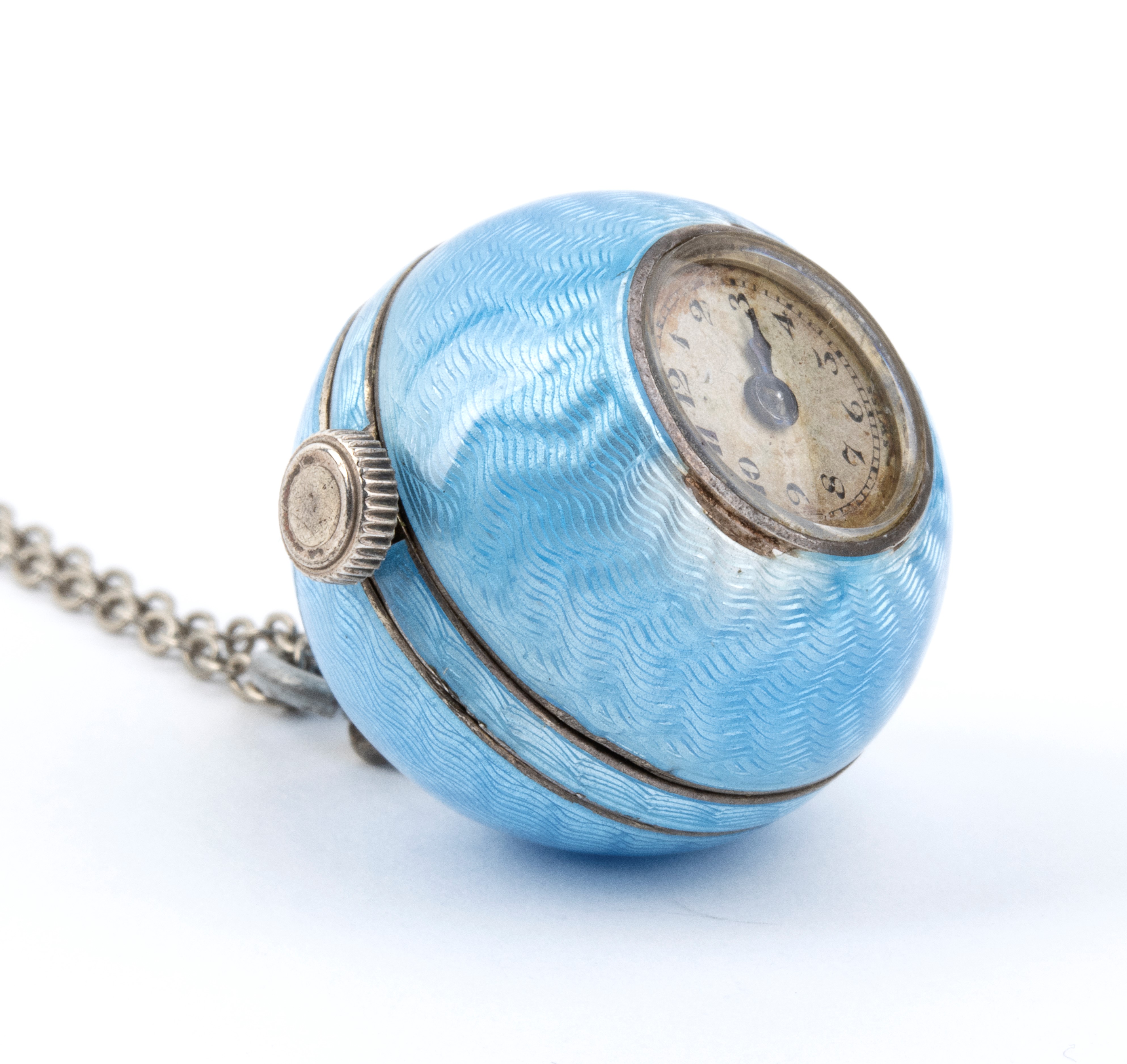 Iuvenia - Orologio da collo Art Déco in argento e smalti