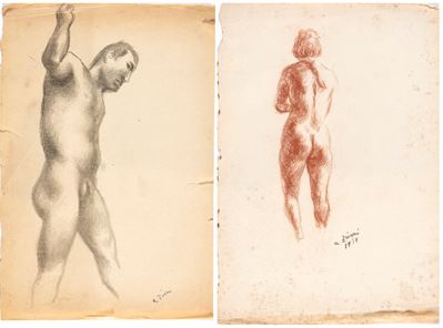 Lotto di Due Disegni di Nudo