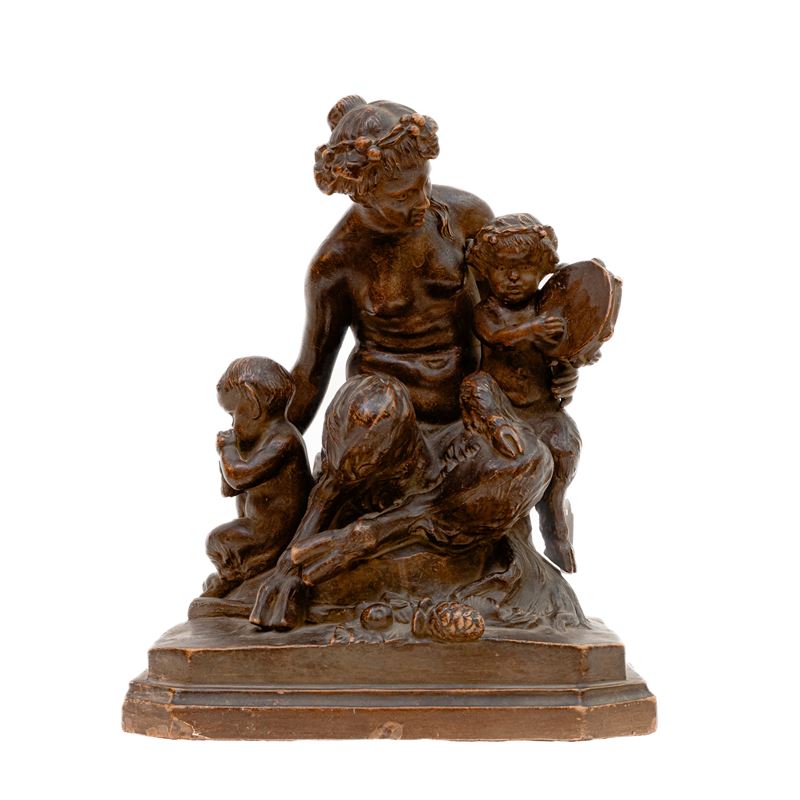 Satiri, Gruppo in Terracotta a Patina Marrone