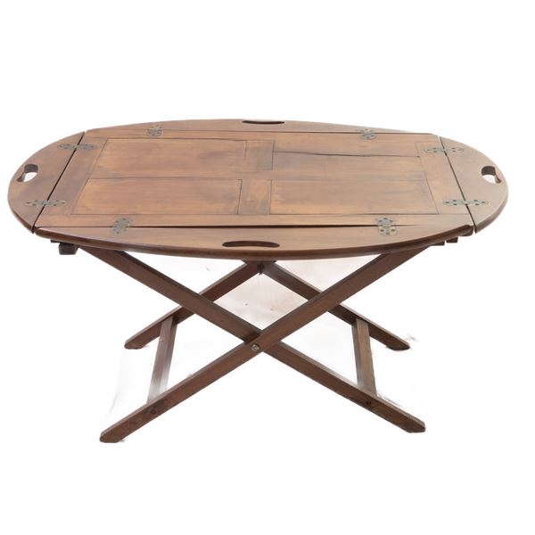 Oval shaped mahogany boat table