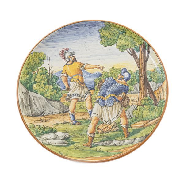 Full-bottomed plate in polychrome ceramic