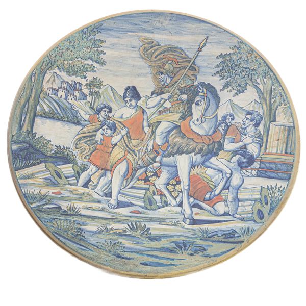 Full-bottomed plate in polychrome ceramic