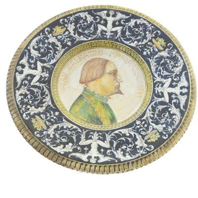 Piatto da Pompa in Ceramica Policroma