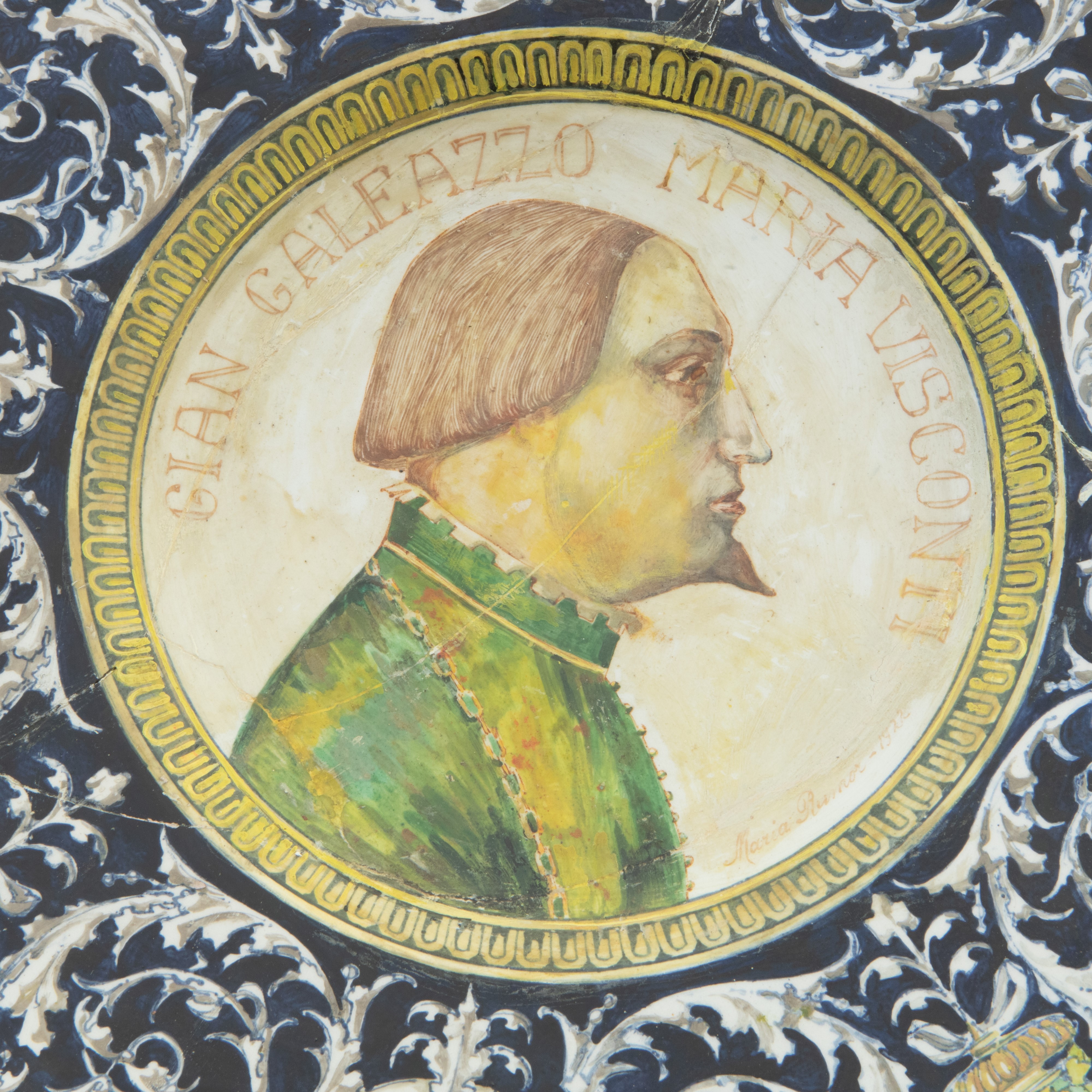 Piatto da Pompa in Ceramica Policroma