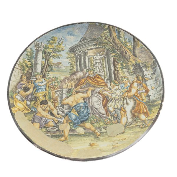 Full bottom pump plate in polychrome ceramic  (early 20th century)  - Auction Smart Auction: furniture, paintings, sculptures, silver and more at affordable prices - Bertolami Fine Art - Casa d'Aste