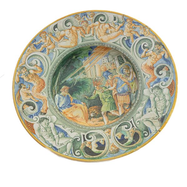 Piatto in ceramica policroma  (ultimo quarto XIX secolo)  - Asta Smart Auction: arredi, dipinti, sculture, argenti e altro a prezzi vantaggiosi - Bertolami Fine Art - Casa d'Aste