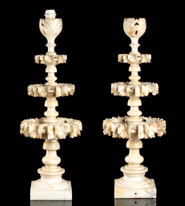 Pair of Italian alabaster lamps