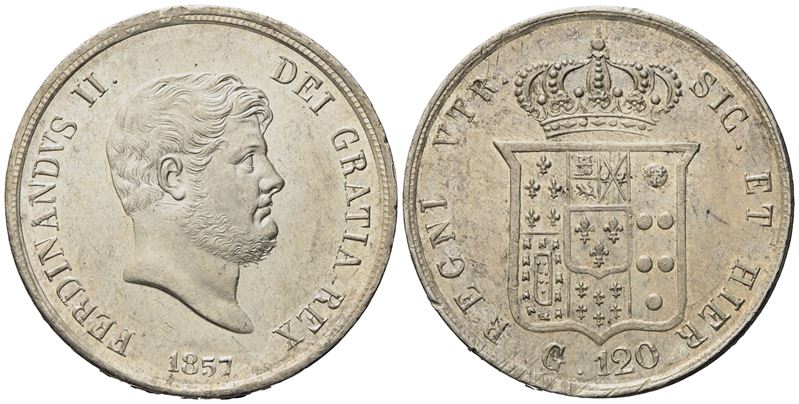 Napoli. Regno delle Due Sicilie. Ferdinando II di Borbone (1830-1859). Piastra da 120 Grana 1857....