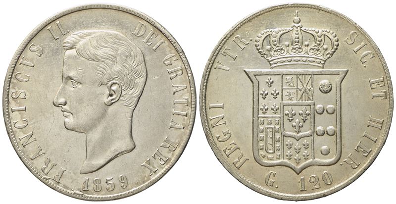 Napoli. Regno delle Due Sicilie. Francesco II di Borbone (1859-1860). Piastra da 120 Grana 1859. ...