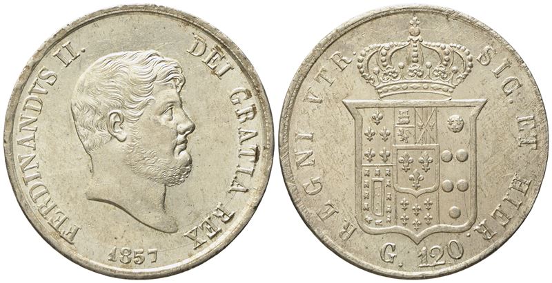 Napoli. Regno delle Due Sicilie. Ferdinando II di Borbone (1830-1859). Piastra da 120 Grana 1857....