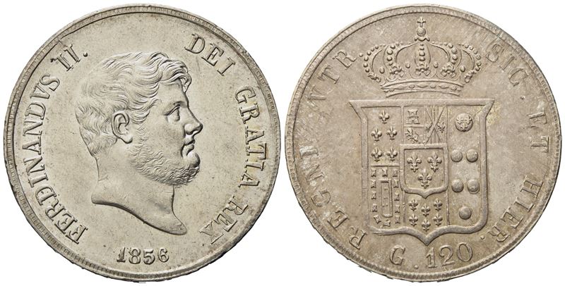Napoli. Regno delle Due Sicilie. Ferdinando II di Borbone (1830-1859). Piastra da 120 Grana 1856....