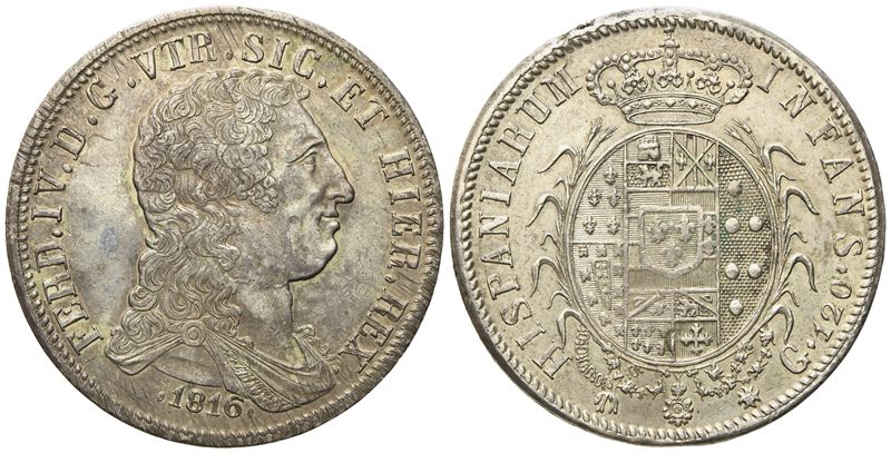 Napoli. Regno di Napoli. Ferdinando IV di Borbone (1815-1816 - III Periodo). Piastra da 120 Grana...
