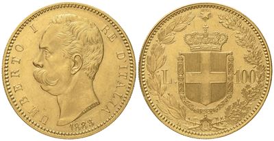 Regno D'italia. Umberto i (1878-1900). 100 Lire 1883. Au (32,30 G; 34,9 MM)