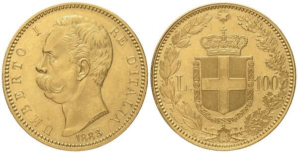 REGNO D'ITALIA. Umberto I (1878-1900). 100 Lire 1883. Au (32,30 g; 34,9 mm)  - Asta Monete e medaglie medievali e moderne italiane ed estere - Bertolami Fine Art - Casa d'Aste