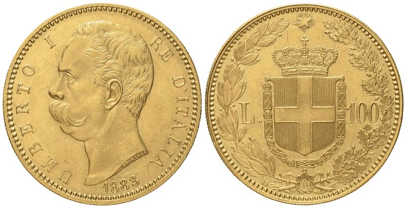 Regno D'italia. Umberto i (1878-1900). 100 Lire 1883. Au (32,30 G; 34,9 MM)