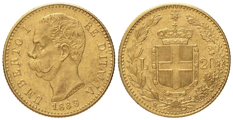 Regno D'italia. Umberto i (1878-1900). 20 Lire 1889. Au (6,44 G; 21 MM)