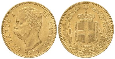 Regno D'italia. Umberto i (1878-1900). 20 Lire 1897. Au (6,45 G; 21 MM)