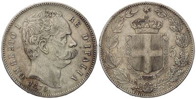 Regno D'italia. Umberto i (1878-1900). 5 Lire 1878. Ag (25 G; 36,8 MM)