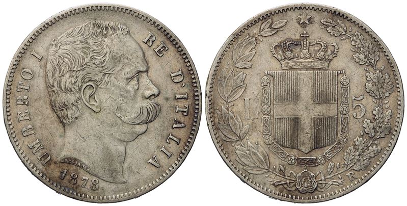 Regno D'italia. Umberto i (1878-1900). 5 Lire 1878. Ag (25 G; 36,8 MM)