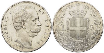 Regno D'italia. Umberto i (1878-1900). 5 Lire 1879. Ag (25 G; 36,8 MM)