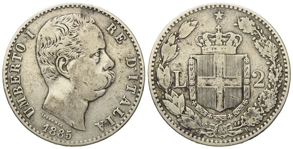REGNO D'ITALIA. Umberto I (1878-1900). 2 Lire 1885. Ag (9,78 g; 26,8 mm)