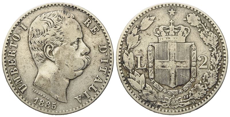 Regno D'italia. Umberto i (1878-1900). 2 Lire 1885. Ag (9,78 G; 26,8 MM)