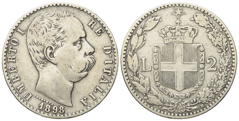 Regno D'italia. Umberto i (1878-1900). 2 Lire 1898. Ag (9,78 G; 27 MM)