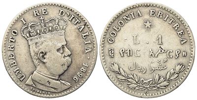 Regno D'italia. Colonia Eritrea. Umberto i (1890-1896). 1 Lira - 2/10 Tallero 1896. Ag (4,94 G; 2...