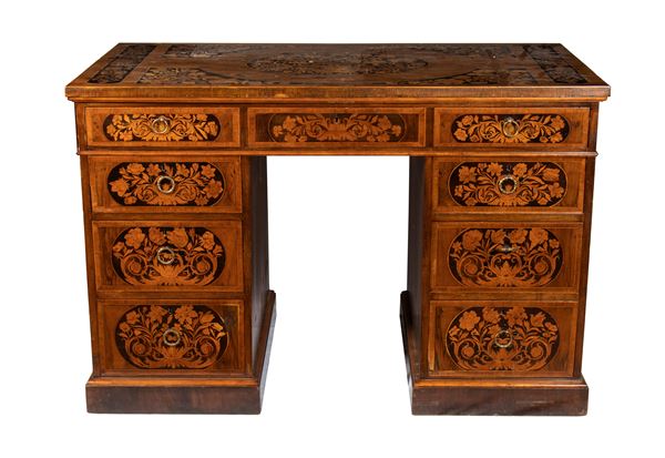 English inlaid centre desk