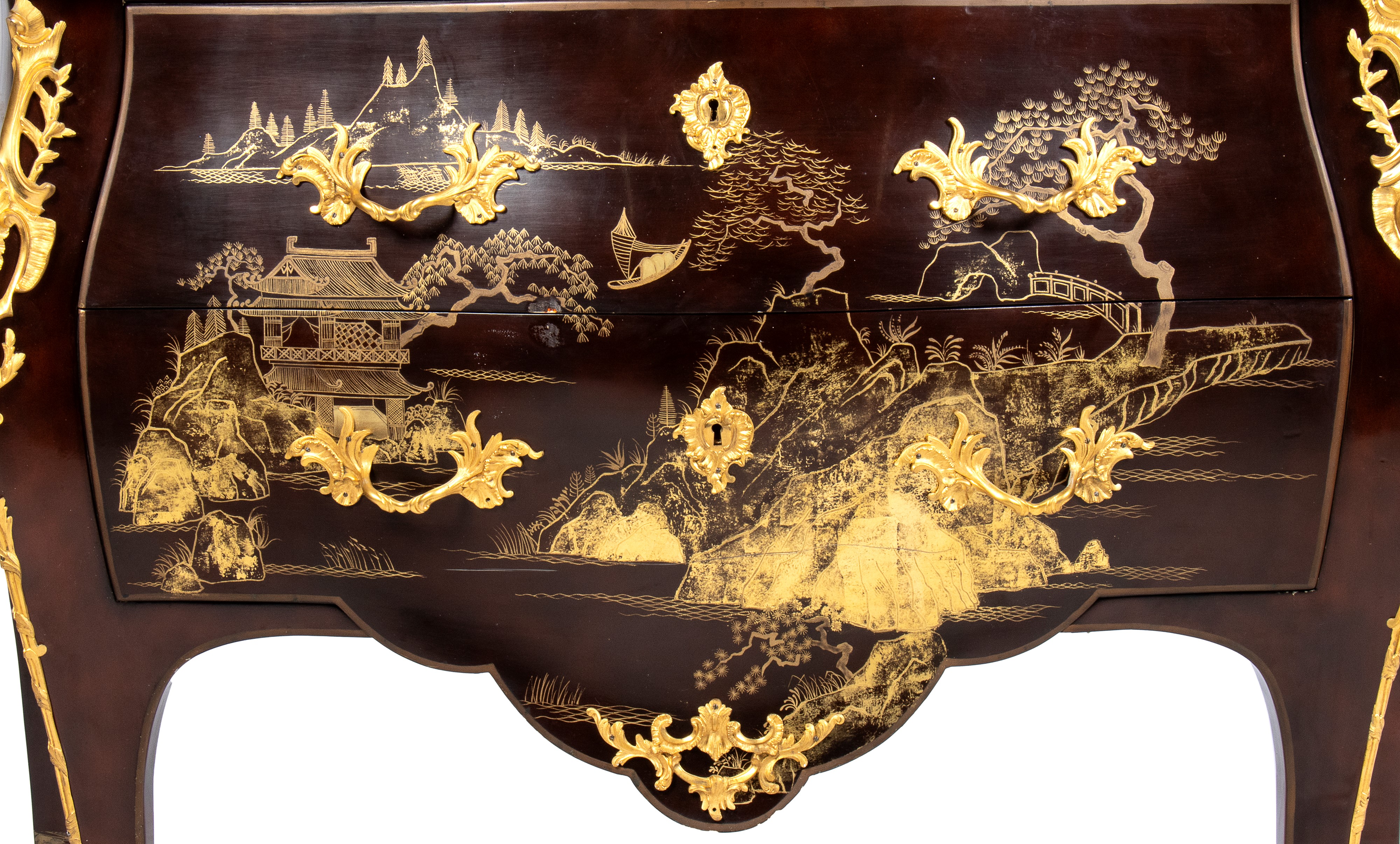 Comò Francese Dipinto e Laccato a Chinoiserie