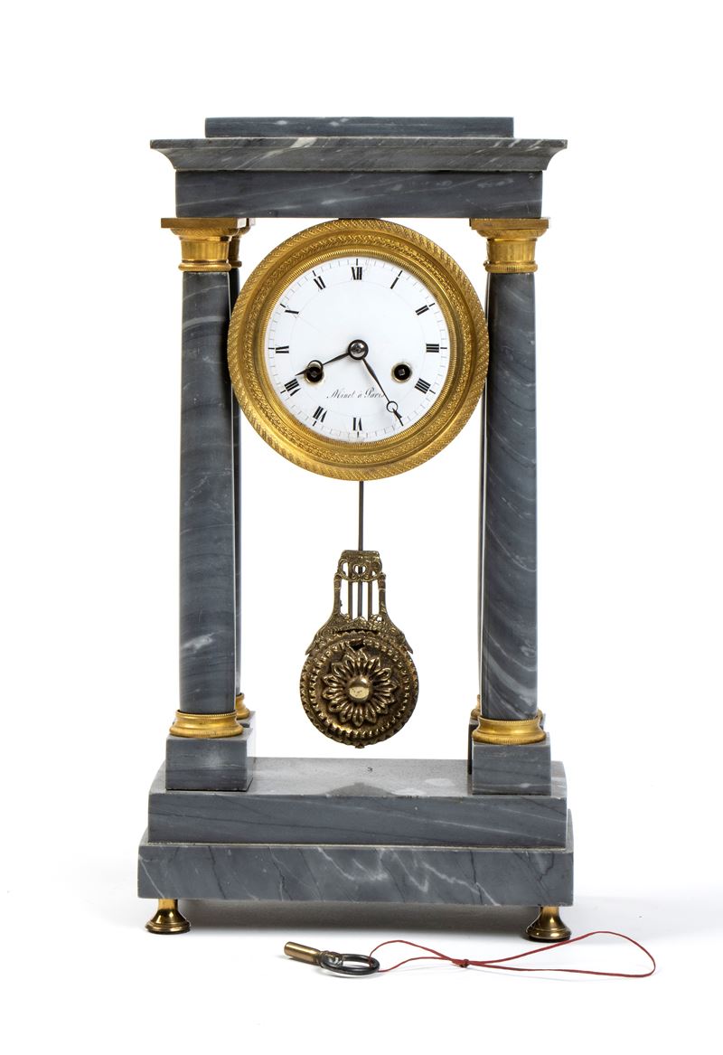Minet À Paris - Orologio D’appoggio Francese in Marmo e Bronzo