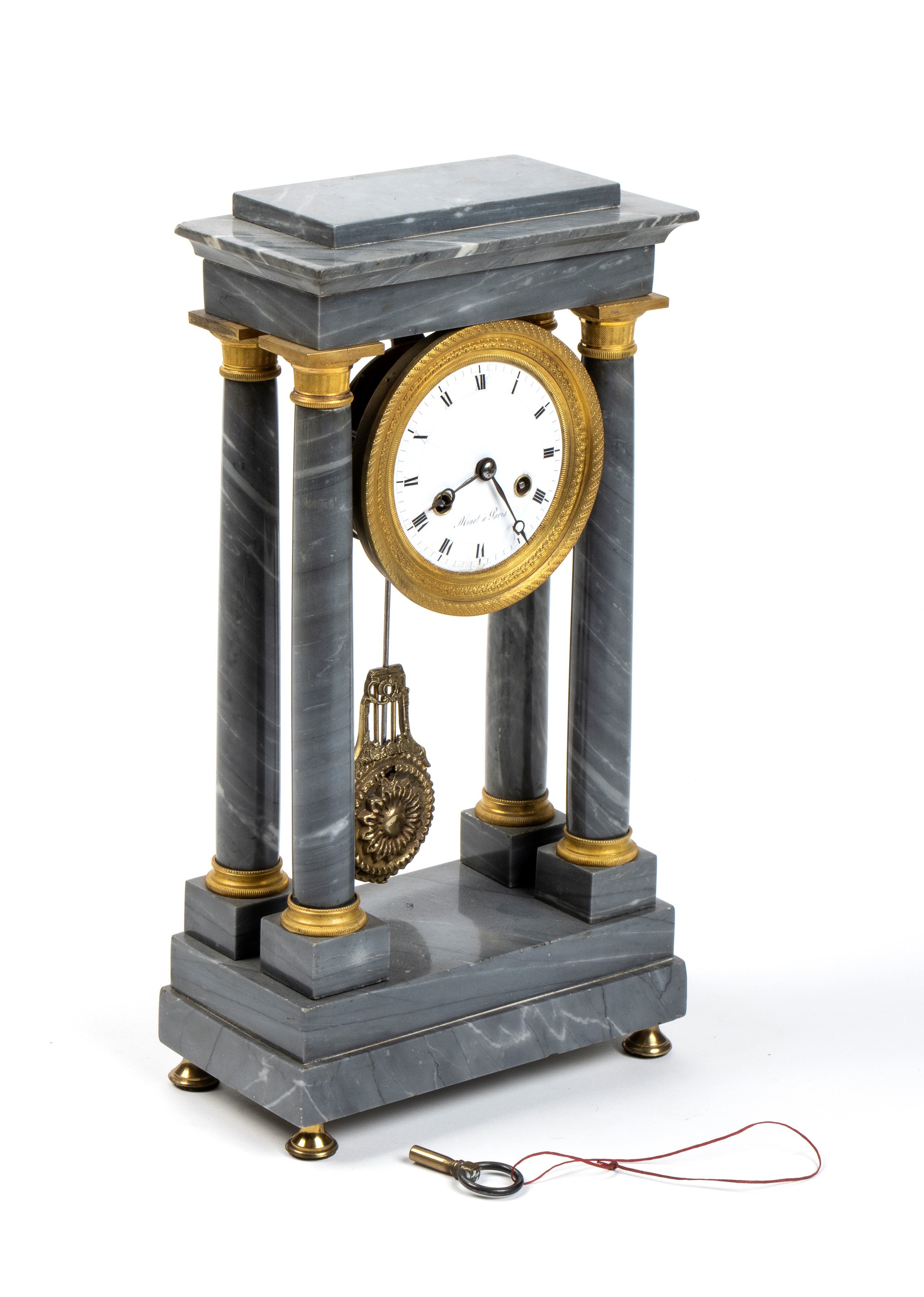 Minet À Paris - Orologio D’appoggio Francese in Marmo e Bronzo