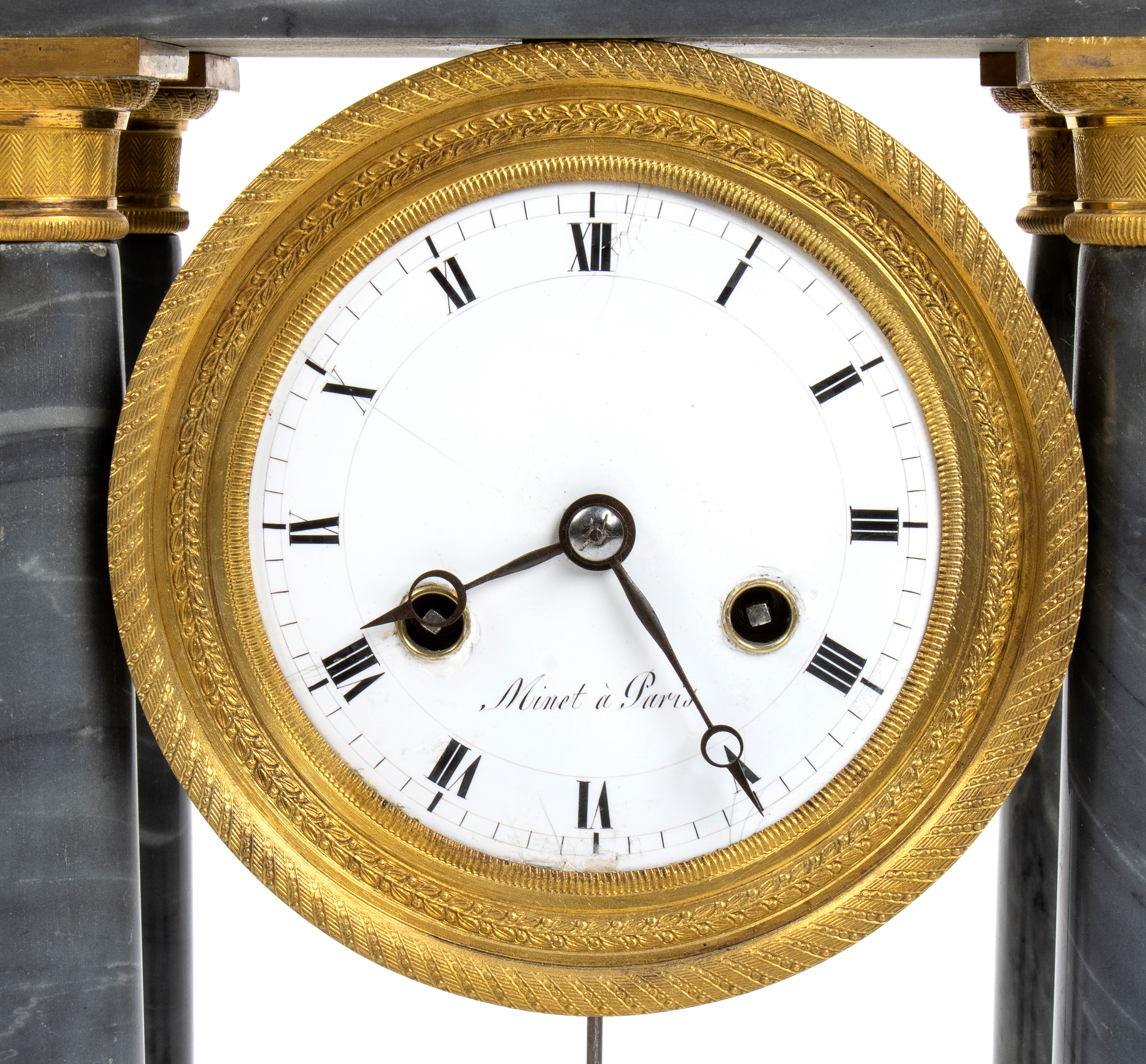 Minet À Paris - Orologio D’appoggio Francese in Marmo e Bronzo