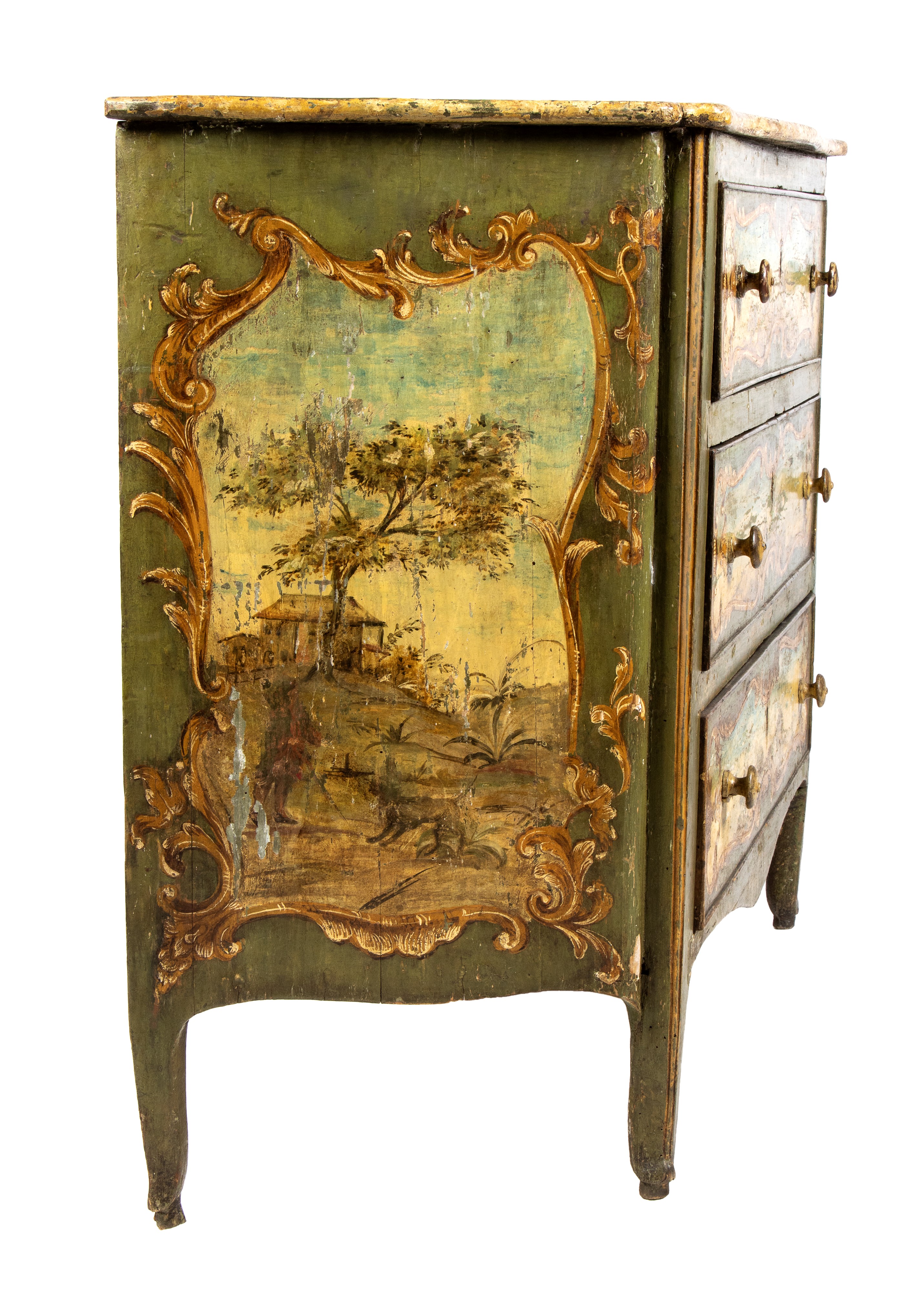 Comò italiano laccato Luigi XV