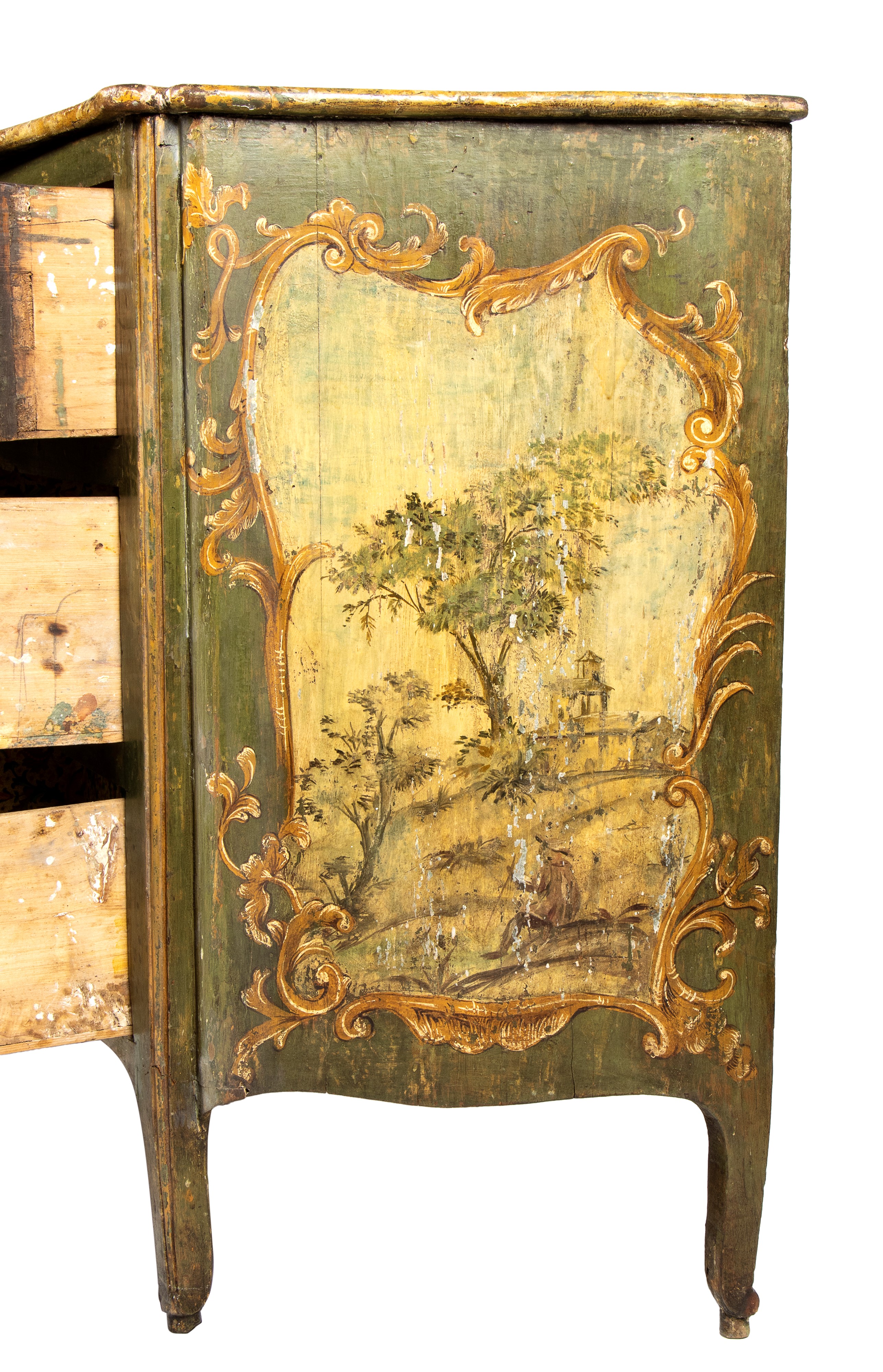 Comò italiano laccato Luigi XV