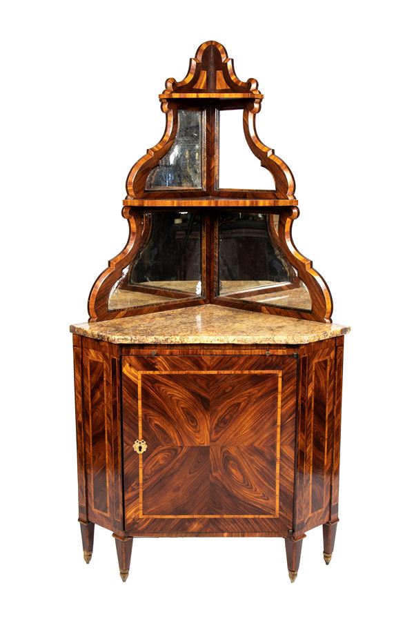French Louis XVI corner cabinet in purple ebony