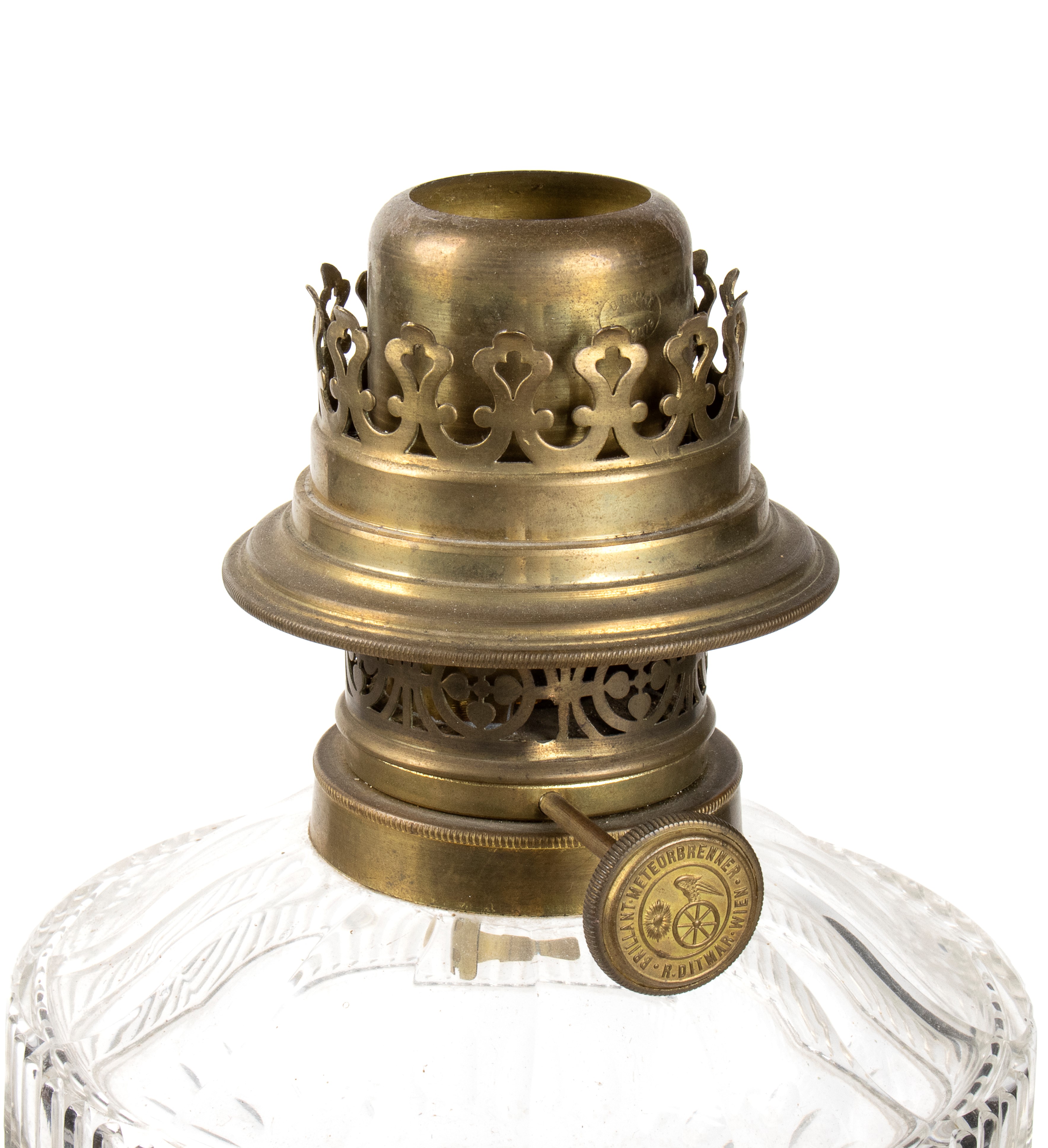 Karl Rudolf Ditmar - Lampada Austriaca a Petrolio in Bronzo Dorato