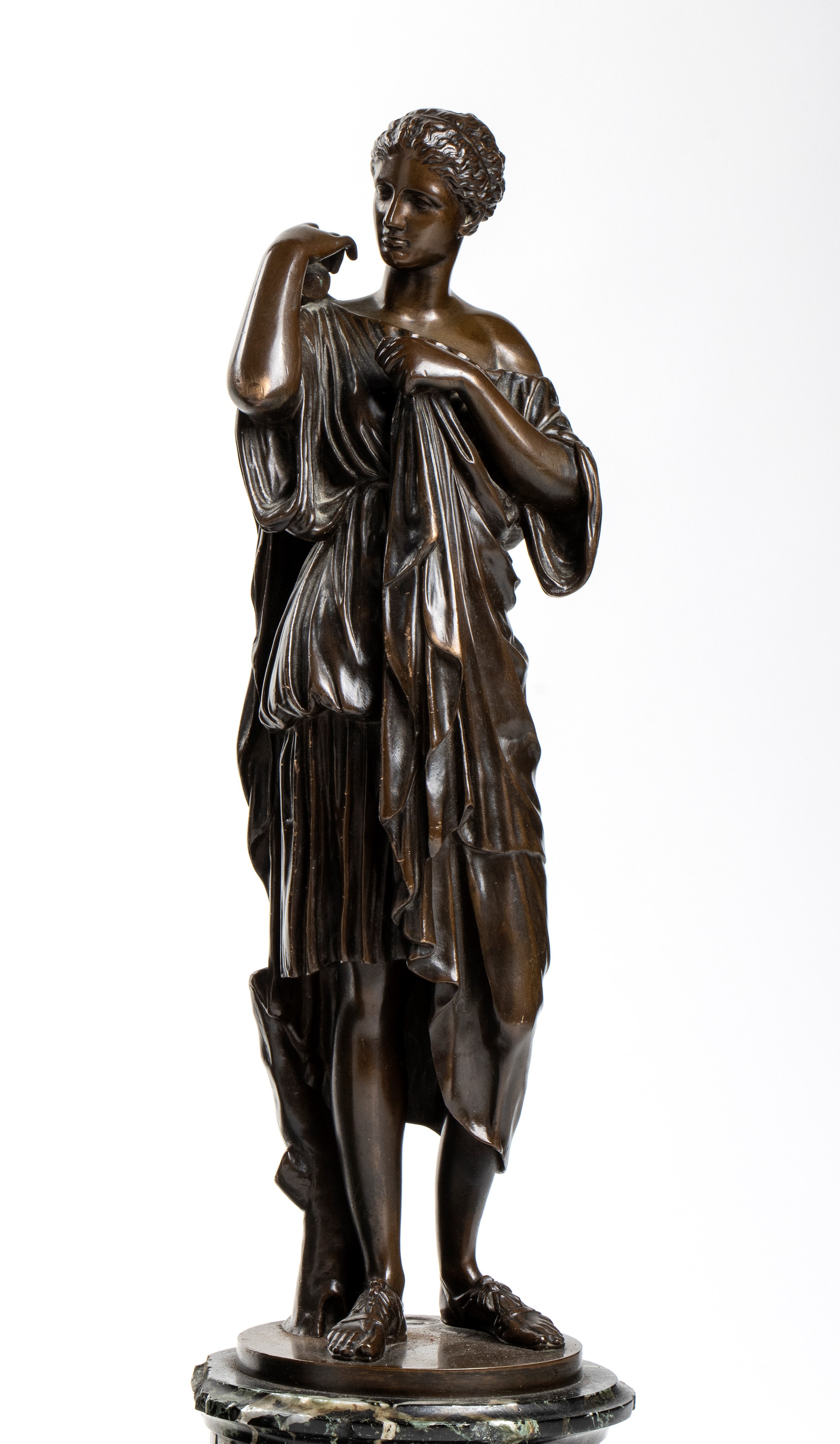 Barbedienne Ferdinand - Trittico Francese con Orologio da Appoggio in Bronzo