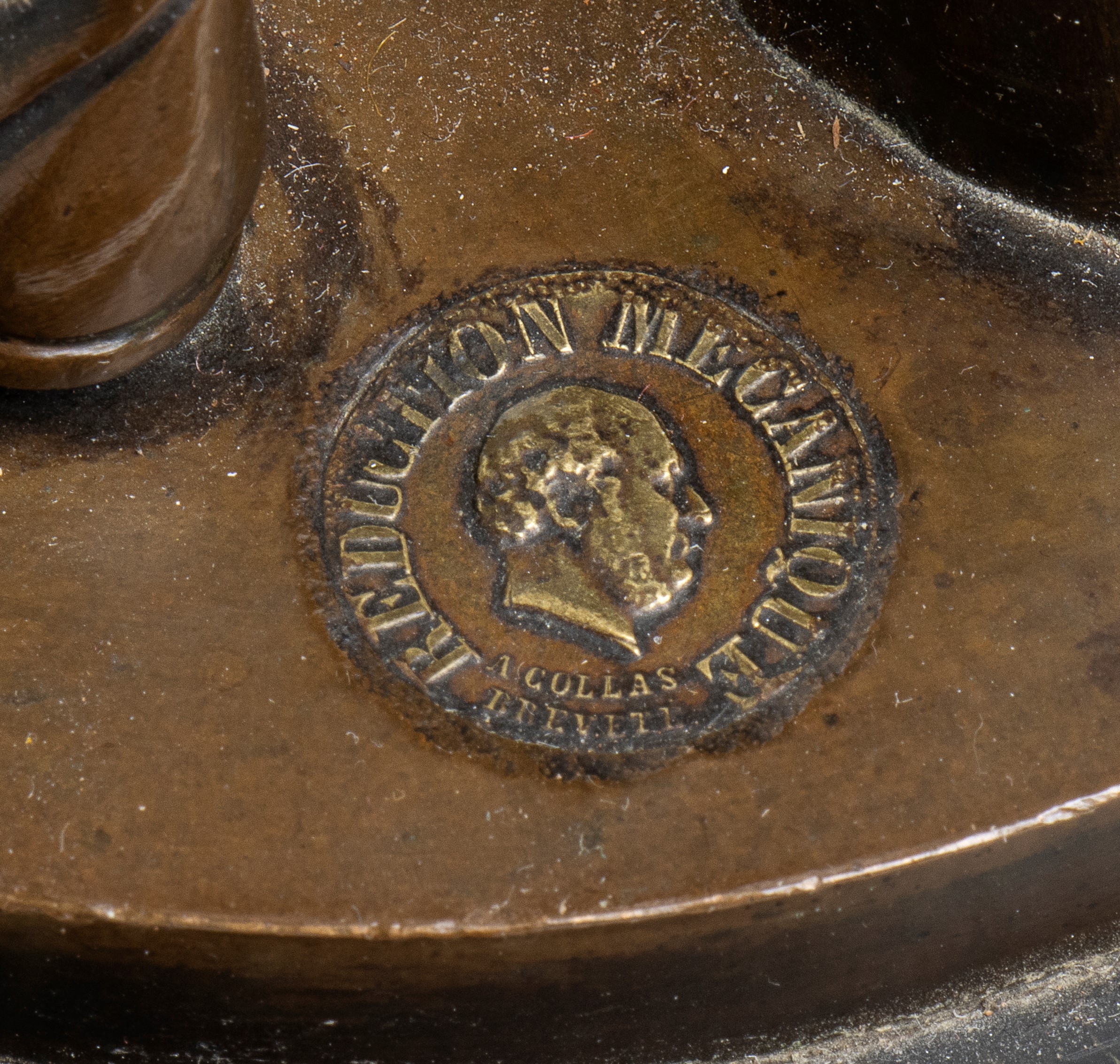 Barbedienne Ferdinand - Trittico Francese con Orologio da Appoggio in Bronzo