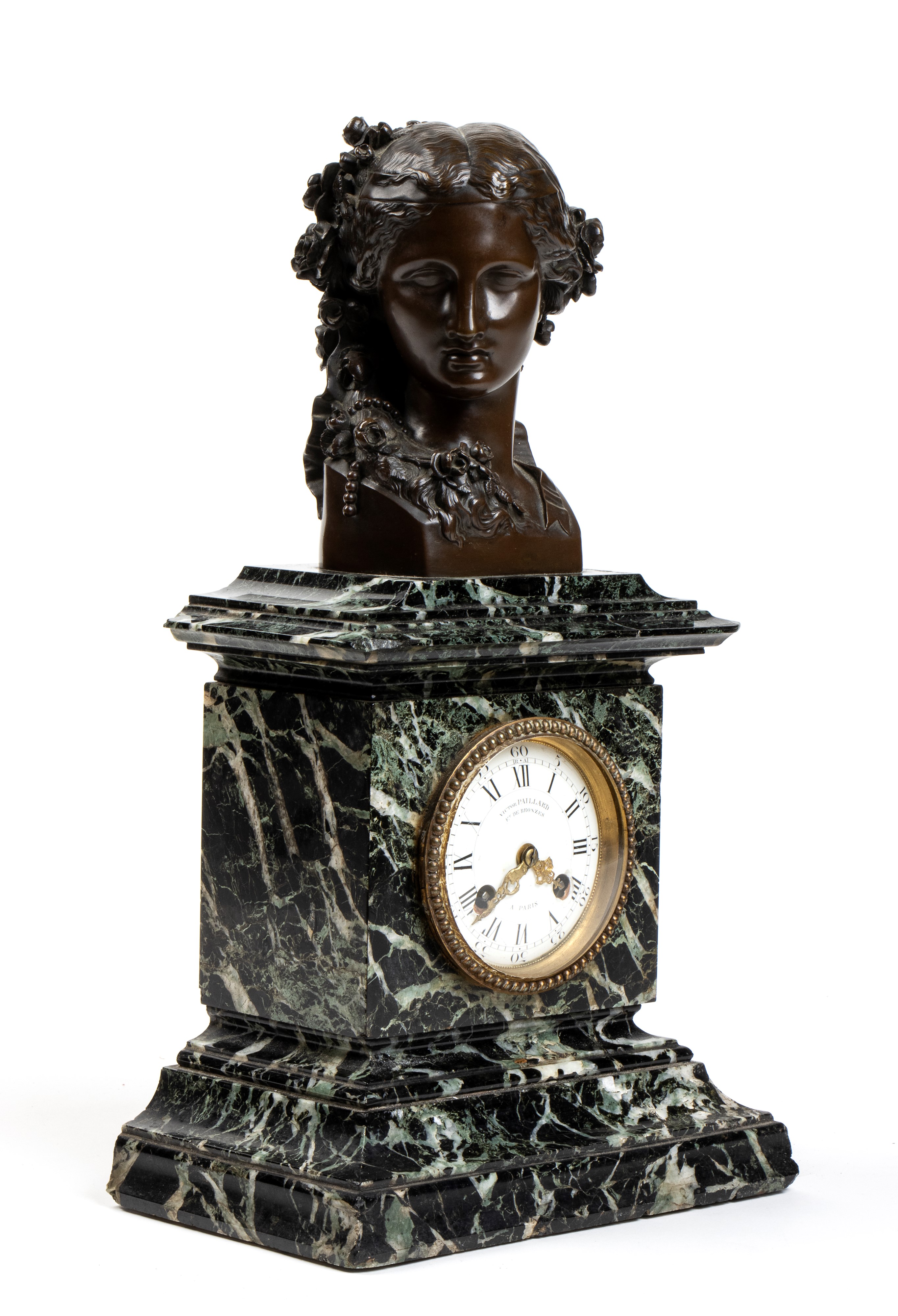 Victor Paillard - Orologio da Appoggio Francese in Bronzo e Marmo