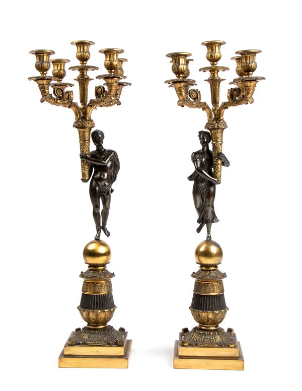 Coppia di candelabri francesi Neoclassici